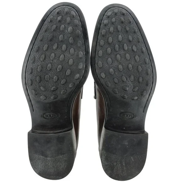 Tod's Italy Brown Leather Penny Loafers Mens size 9 Dress Shoes Driving Slip-ons - Picture 3 of 13